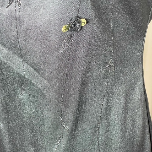 Y2K Rampage Black Mini Dress Floral Embellishment Spaghetti Strap Size 7 - Picture 10 of 11